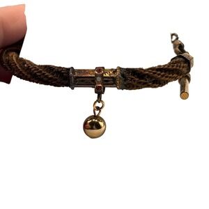 Antique Victorian Mourning Watch chain Bracelet Braided Hair Gold fill 8.5"